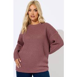 Yours Curve Pink Waffle Knit Jumper - Pink