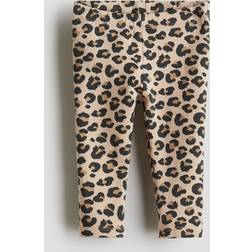 H&M Printed Brushed Inside Leggings - Beige/Leopard Print (1292343001)