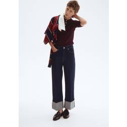 H&M Wide High Ankle Jeans - Mørk Denimblå