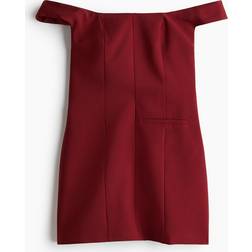 H&M Dame Off Shoulder Kjole - Mørkerød