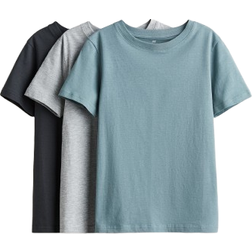 H&M T-shirts 3-Pack - Turquoise/Grey Marl (0568593069)