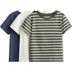 H&M T-shirts 3-Pack - Dark Blue/White Striped (0544290075)