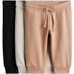 H&M Baby 3-Pack Bomull Joggers - Beige/Svart