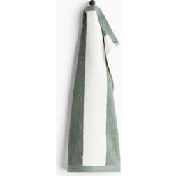 H&M Randig Gästhandduk Bomullsfrotté 30x50 Badlakan Grön (50x30cm)