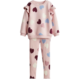 H&M Sweatshirt & Leggings Set 2-Piece - Pink/Hearts (1305879003)