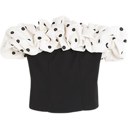 River Island Polka Dot Ruffle Bardot Top - Black
