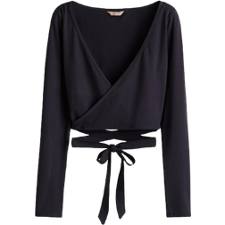 H&M Short Wrap Top - Nearly Black