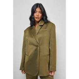 Warehouse Premium Satin Oversized Blazer Co-ord - Green