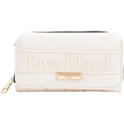 River Island Embossed Flap Zip Around Purse - Cream