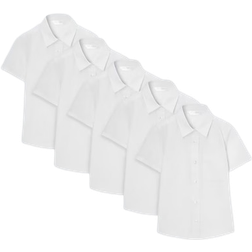 John Lewis Girl's Short Sleeve Patch Pocket School Shirts 5-pack - White (p111609686)