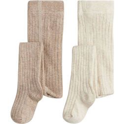 H&M Rib-knit Tights 2-pack - Beige/Light Beige (1235965001)