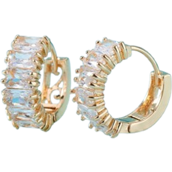 Shein Cubic Zirconia Decor Hoop Earrings