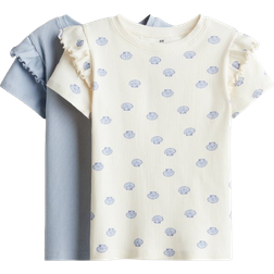 H&M Bomullströja Med Volanger - Vit