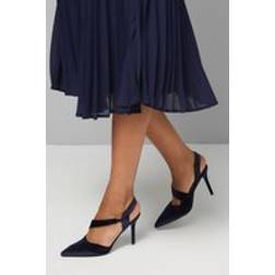 Wallis Asymmetric Pointed Stiletto High Heel Court Shoes - Navy
