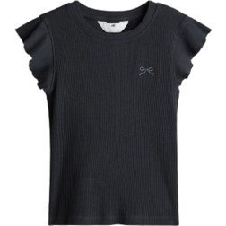 H&M Ribbet Op Med FlæseÆrmer - Mørkegrå