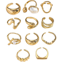 Shein 11 Pcs/Set Punk Rings Set For Women Vintage Geometric Rings Set Fashion Personalized Jewelry Gifts Match With Daily Outfits