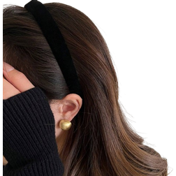 Shein Wide Womens Black Velvet Sponge Headband Fashionable Vintage High Head Skull