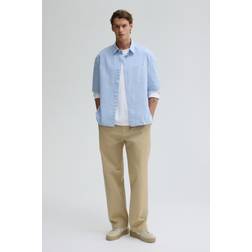 H&M Regular Fit Short-sleeved Shirt - Light Blue/Checked