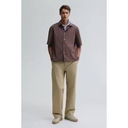 H&M Regular Fit Short-sleeved Shirt - Brown/Checked