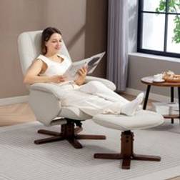 Homcom Swivel Recliner Chair Beige Armchair