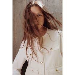 H&M Collarless Denim Jacket - White