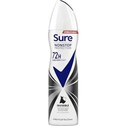 Sure Non Stop Invisible Protection 72hr Invisible Black & White Antiperspirant Deo Spray 150ml
