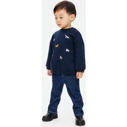 H&M Baby Sweatshirt Borstad Insida Motiv - Marinblå