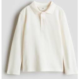 H&M Pojke Långärmad Pikétröja Bomull - Vit