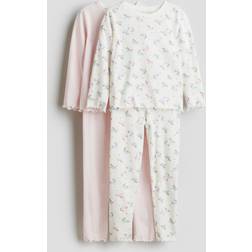 H&M Ljusrosa Enhörningar 2-Pack Trikåpyjamas - Flicka