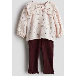 H&M Baby 2-Delat Set Med Blus Och Leggings - Ljusrosa/Blommig