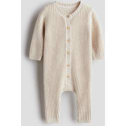 H&M Stickad Romper Bomull - Ljusbeige