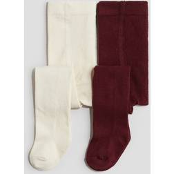 H&M Baby Strumpbyxa 2-Pack - Crèmevit/Mörkröd