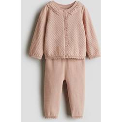 H&M Baby Cotton Knit Set - Ljus Dimrosa