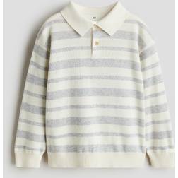 H&M Pojke Finstickad Pikétröja - Crèmevit/Randig