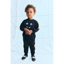 H&M Baby Appliquéd Sweatshirt Set - Svart/Monster
