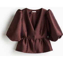 H&M Burgundy Peplum Blouse - Burgundy