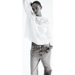 H&M Broderie Anglaise Detail Blouse - White