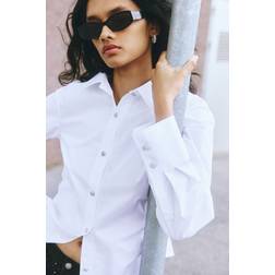 H&M Ladies Draped Cotton Shirt - White