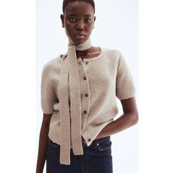 H&M Beigemelerad Kofta Med Scarf-Detalj - Beigemelerad