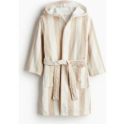 H&M Badrock i Bomullsfrotté - Ljusbeige/Randig