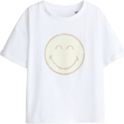 H&M Oversized Printed T-shirt - White/Smiley World (1292018001)