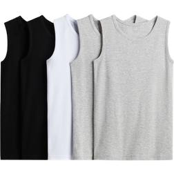 H&M Cotton Vest Tops 5-pack - Light Grey/Black (0752652021)