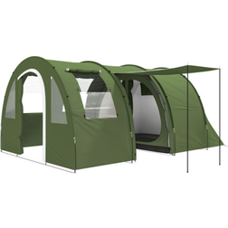 OutSunny 5-6 Man Family Tent with 2 Room - Green