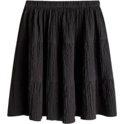 H&M Tiered Seersucker Skirt - Dark Grey (1228615002)