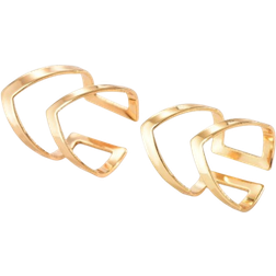 Shein 2pcs/set Simple Double Layered Letter V Shaped Open Ring For Women, Summer Party Decoration Gift Set