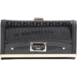 River Island Patent Ri Monogram Panelled Purse - Black