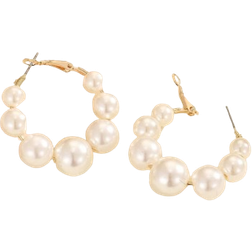 Shein 1pair Hoop Earrings With Faux Pearl Summer Fashion Pearl Jewelry