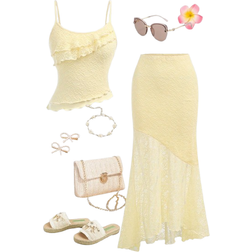 Shein Girlism Teen Girl Resort & Wedding Lace Asymmetric Hem Top And Low Waist Fishtail Ruffle Asymmetrical Hem Skirt Set