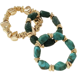 Shein 3pcs Set Vintage Boho Chunky Thick Multi-Layer Brown Acrylic Beaded Bracelets For Women