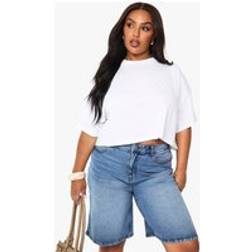 boohoo Basics Plus Boxy Crop T-Shirt - White